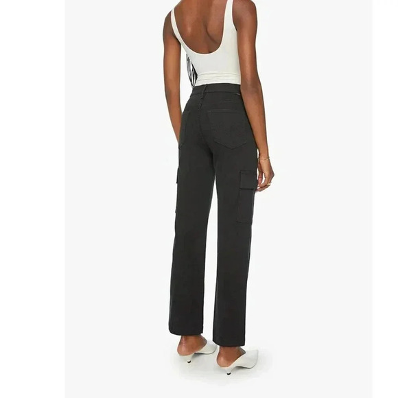 NWT MOTHER The Straight Up Rambler Cargo Skimp Jeans in Pitch Black Size 32 - Picture 7 of 16